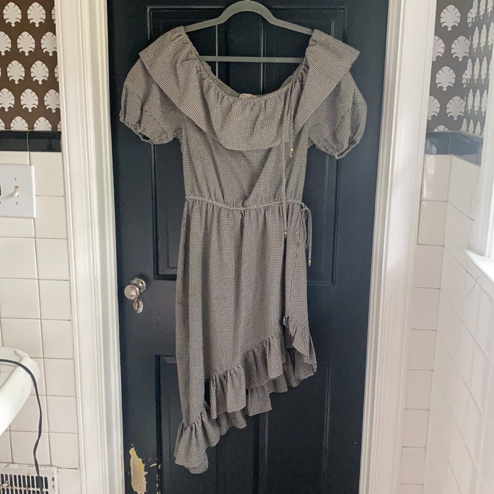 LSF Love Shack Fancy gingham asymmetrical dress, size XS